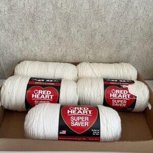 Red Heart Bundle Super Saver Yarn in White 5 skeins